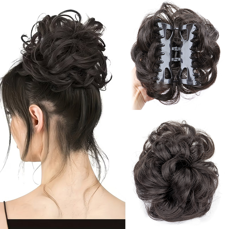 Synthetic Messy Bun Hair Scrun - Claw Clip Messy Bun Hair Piece ulasan dan harga