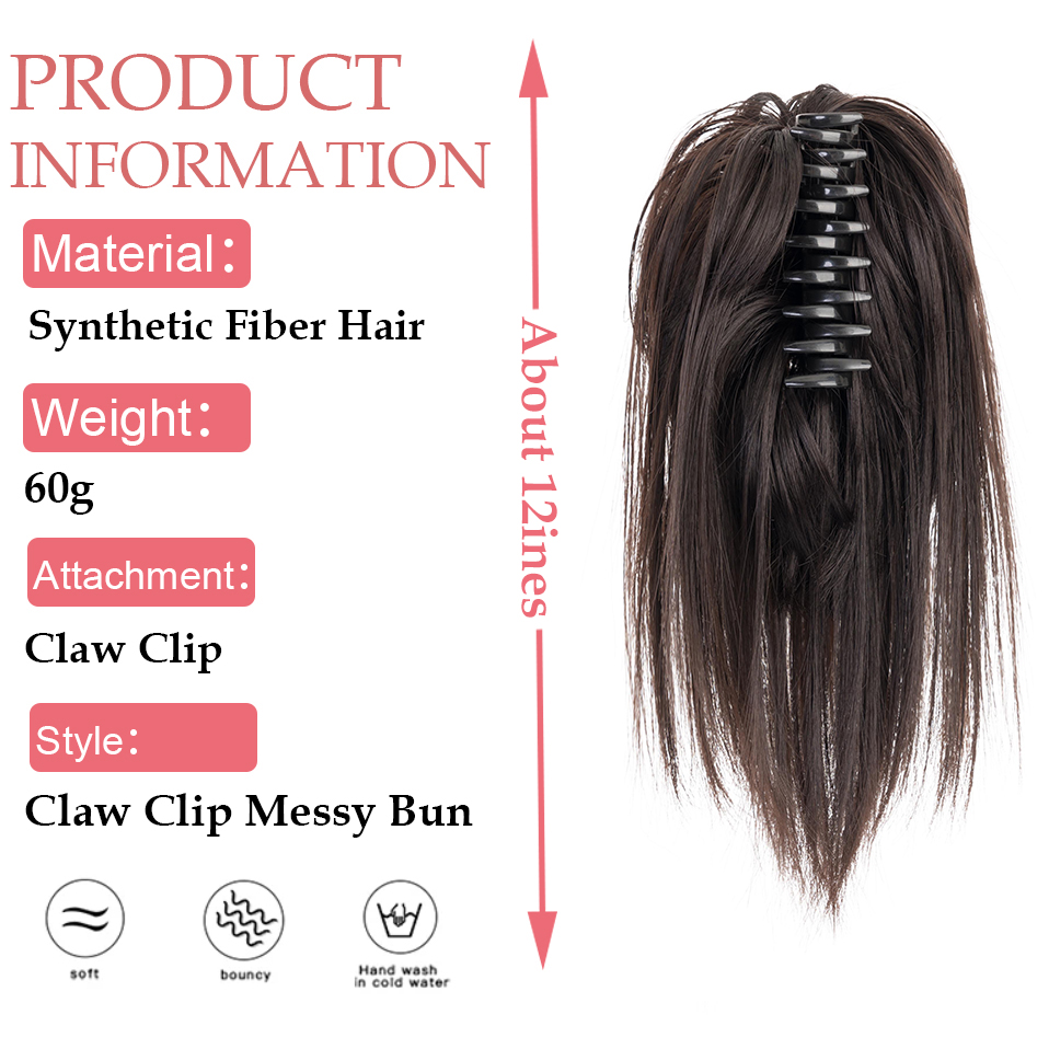 Snoilite Synthetic Straight Cl - Claw Clip Messy Bun Hair Piece ulasan dan harga