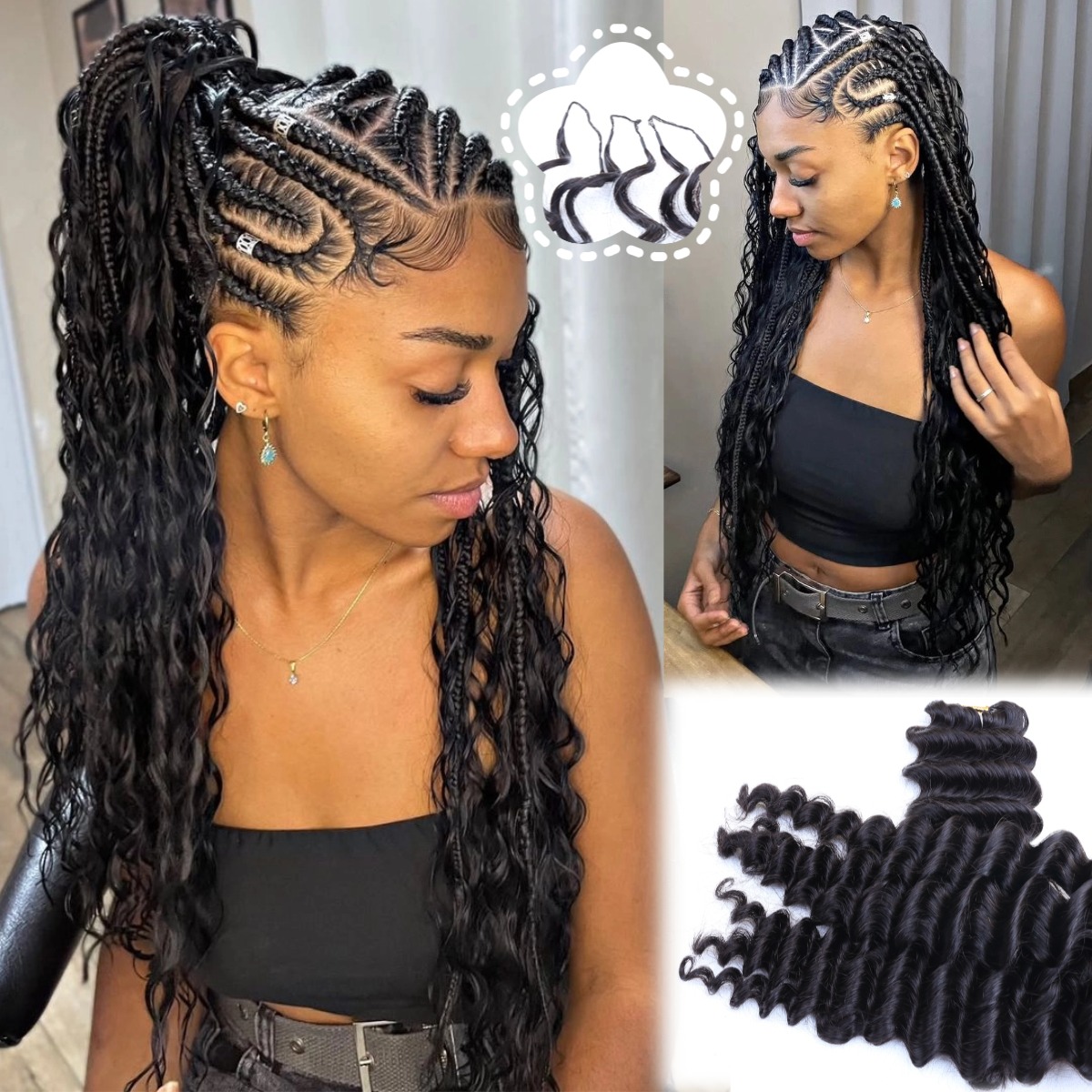Natural Black Deep Wave Feathe - Hair Bundles ulasan dan harga