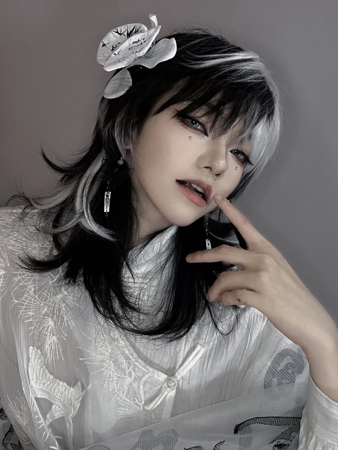 16Inch Black and White Color S - Synthetic Braided Wigs For Black Women ulasan dan harga