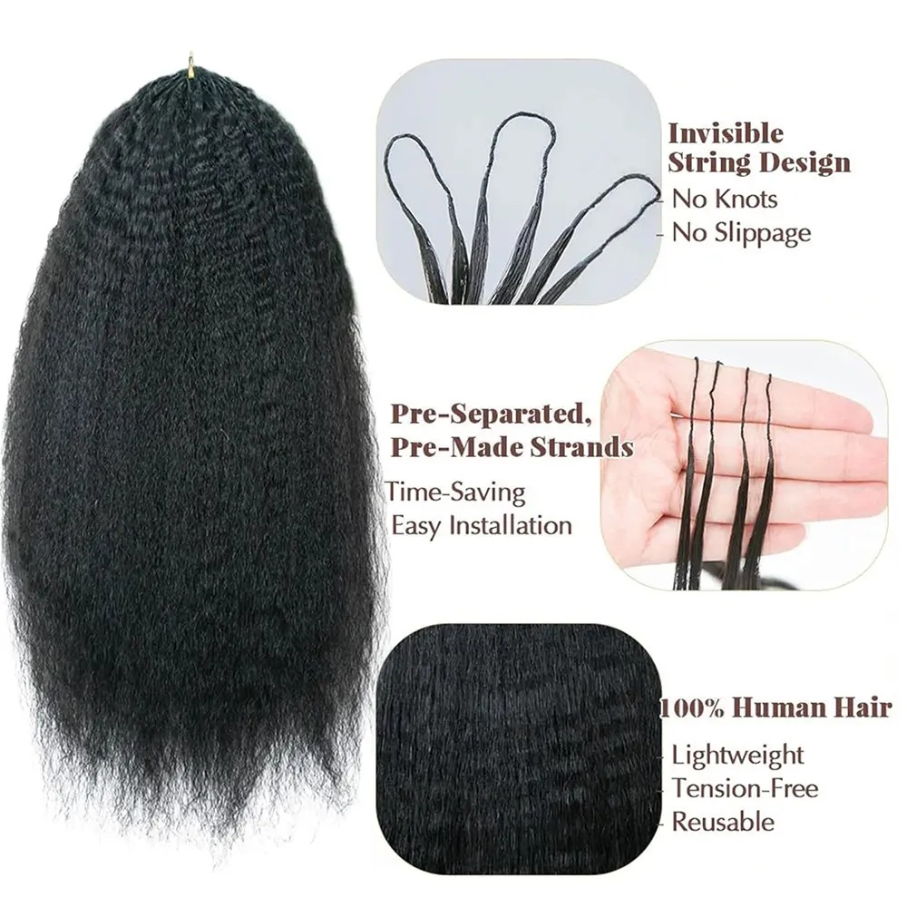 Knotless Kinky Straight Feathe - Human Hair Wigs ulasan dan harga