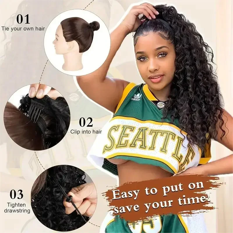Afro Puff Curly Pony Tail Hair - Drawstring Afro Curly Puff Ponytail ulasan dan harga