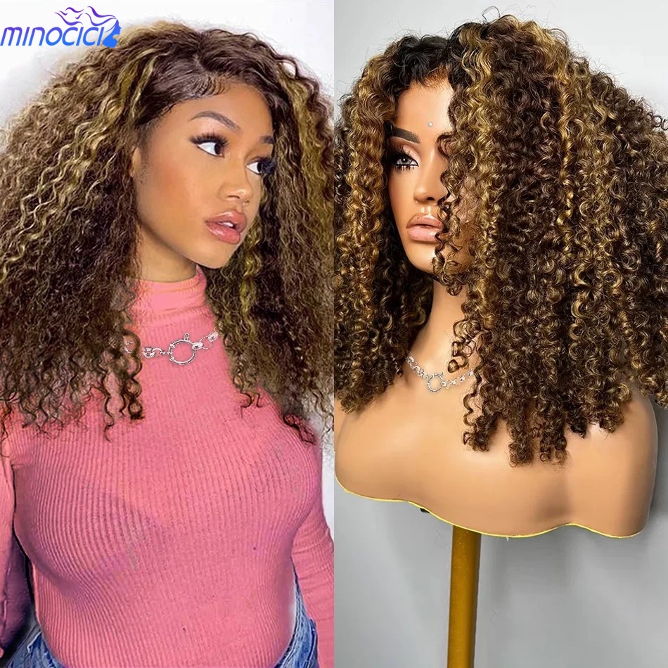 P4/27 Highlight Curly Short Bo - Glueless Wear And Go Human Hair Wig ulasan dan harga