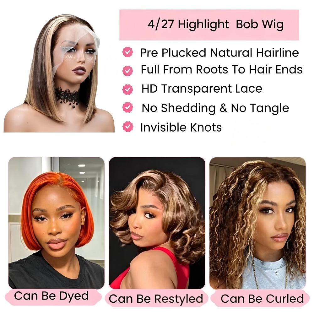 Honey Blonde Bob Wigs Human Ha - Glueless Wear And Go Human Hair Wig ulasan dan harga