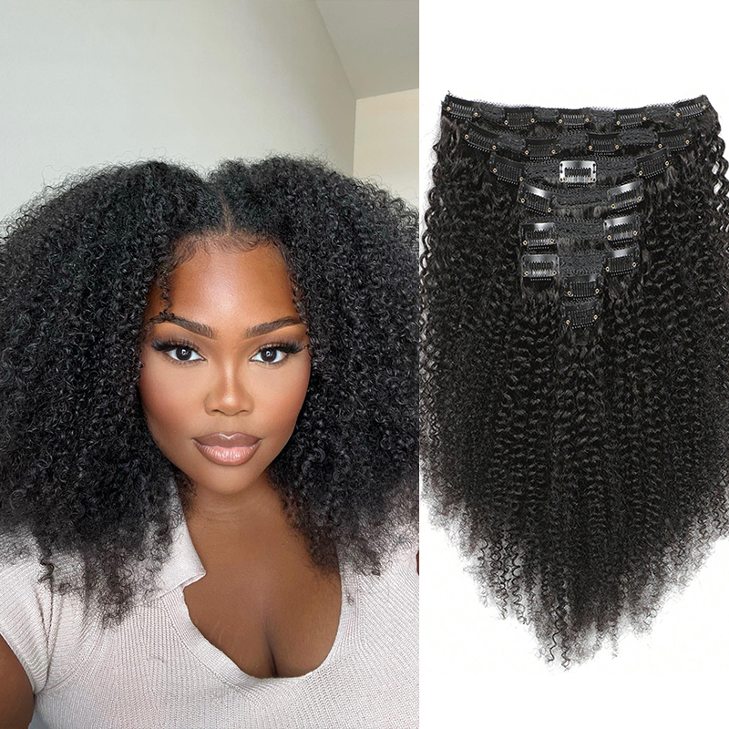 Afro Human Hair Clip In Extens - Seamless Clip In Hair Extensions Human Hair ulasan dan harga