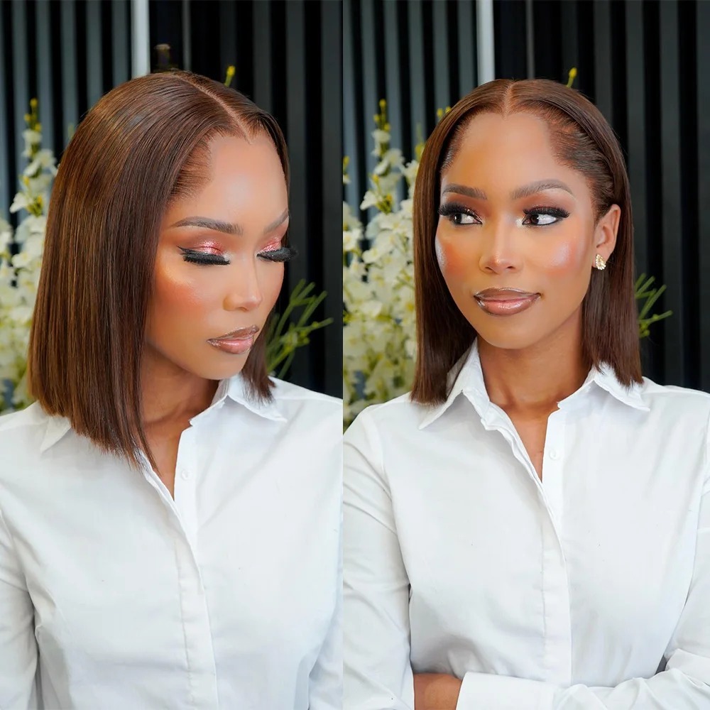 Dark Brown Wig 13x4 HD Short L - Pre Parted 13X4 Lace Front Bob Wig ulasan dan harga