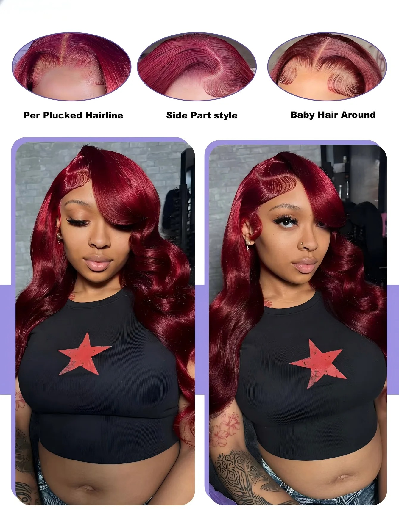 HD Transparent 99J Burgundy Bo - Hd Lace Frontal Wig Human Hair Pre Plucked ulasan dan harga