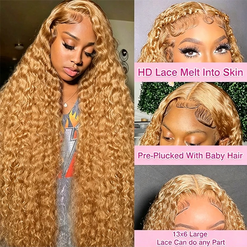 34 38Inch Honey Blonde Wig Hum - Hd Lace Frontal Wig Human Hair Pre Plucked ulasan dan harga