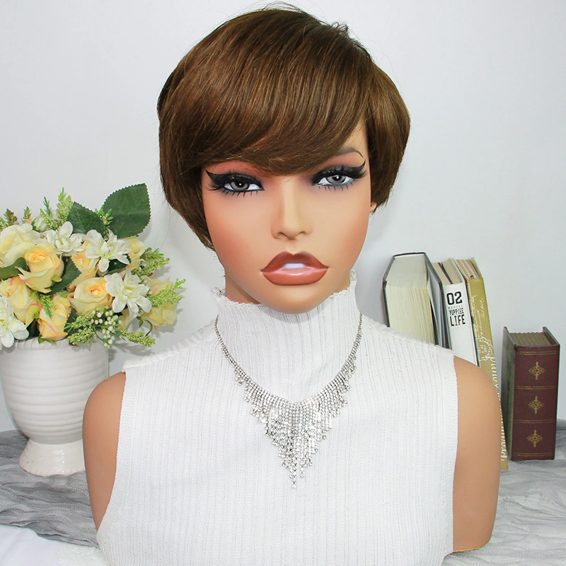 Chocolate Brown Pixie Cut Wigs - Short Pixie Cut Wig Human Hair Cheap ulasan dan harga